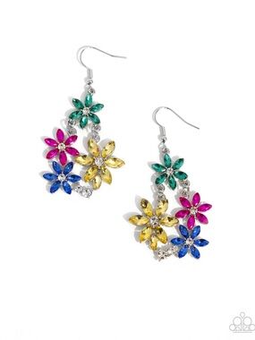 paparazzi Bright Garden Multicolor Floral Drop Earrings